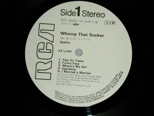 SPARKS Japan 1981 RPL-8080 White Label PROMO NM LP+Obi WHOMP THAT SUCKER - Imagen 5 de 6