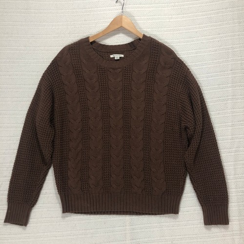 Suéter American Eagle Tejido con Cable Marrón Cuello Redondo Pullover Informal Grande - Imagen 2 de 8