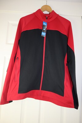 Crane Sports rot/schwarz Herren Ski Pro Midlayer durchgehender Reißverschluss NEU mit Etikett Brustumfang 42-44''