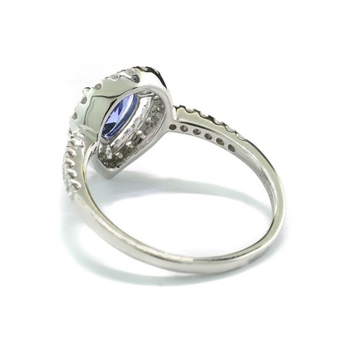 Tansanit-Ring Tropfenform Royal-Blau Diamanten 750-Weißgold Wert 2800 Euro Neu - Picture 3 of 4