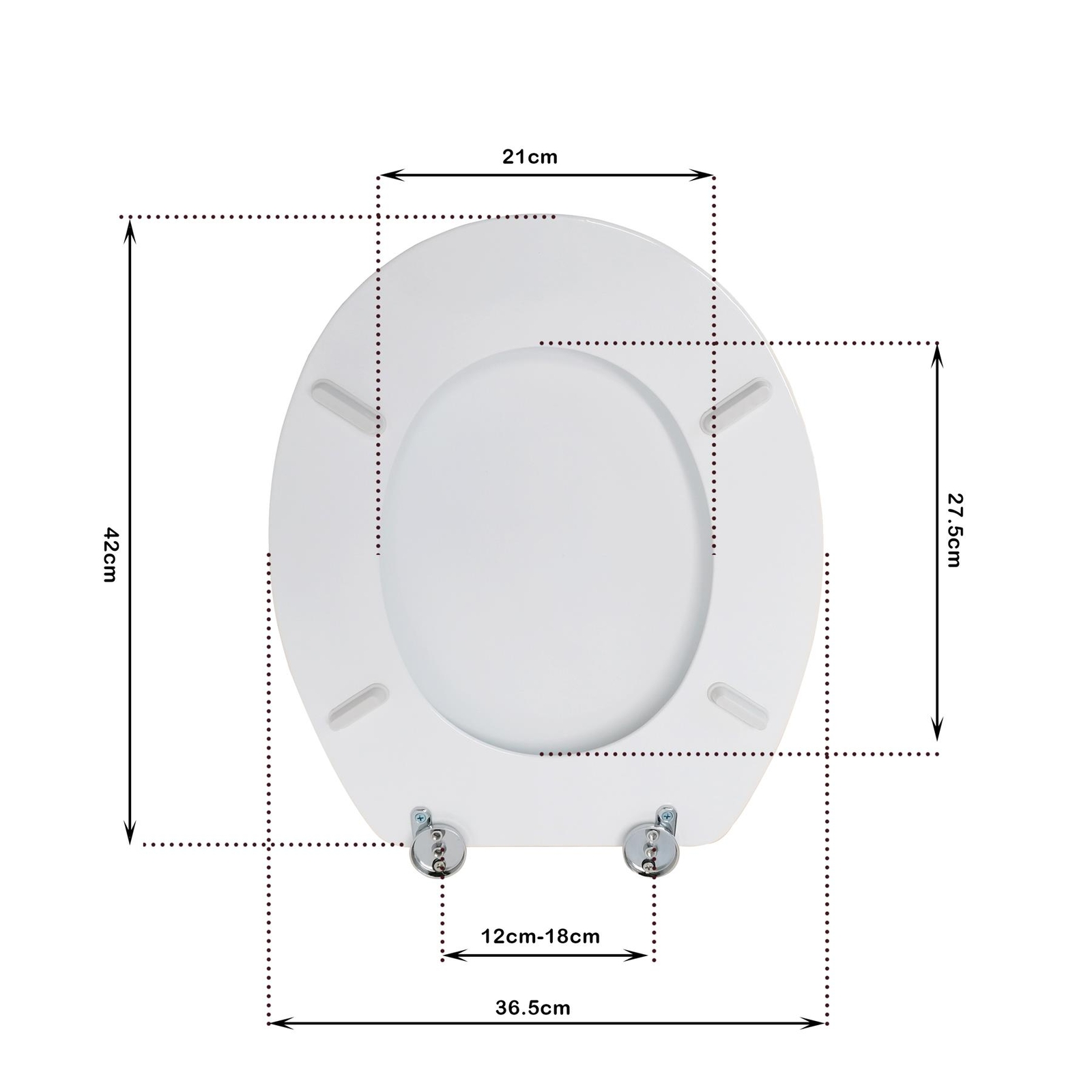 18" WHITE MDF UNIVERSAL BATHROOM WC TOILET SEAT EASY FIT WITH FITTINGS