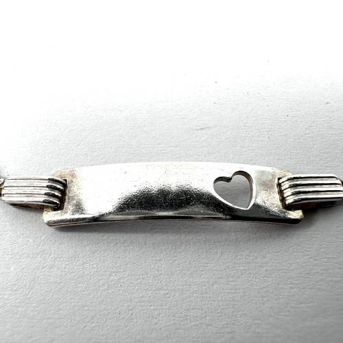 925 Sterling Silver ID Bracelet W/ Love Heart - Figaro Link - 16cm - 5.5mm Wide - Picture 2 of 6