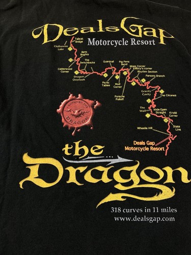Vintage Distressed Deals Gap The Dragon Motorcycle Resort Biker T Shirt 2XL - Picture 7 of 8