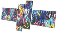 Colourful Pop Hearts Love Graffiti MULTI Leinwand Kunst Bild drucken