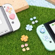 GeekShare ABXY Key Button Caps&Thumb Grips for Nintendo Switch/OLED Heart Flower