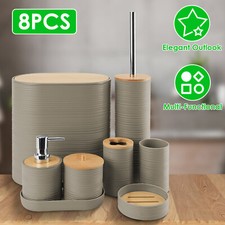 8PCS Bathroom Accessories Set Soap Dispenser Toothbrush Holder Toilet Cleaning