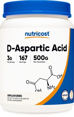 Nutricost D-Aspartic Acid (DAA) - 500G, 167 Servings, Non-GMO, Gluten Free