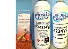 Refrigerant HFO-1234yf, Auto A/C, 8 oz Self Sealing Unique Fitting KIT# YFSL
