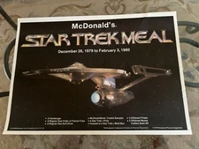 Vintage McDonalds 1980 Star Trek Meal Paper Tray Liner