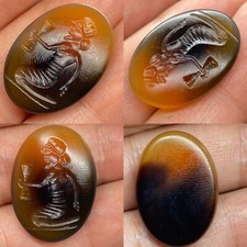 Unique Old Roman king intaglio agate seal stone wonderful cabochon