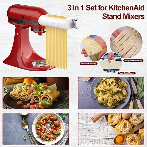 Pasta Maker Attachment for Kitchenaid Mixers, Noodle Maker 3 in 1 Set