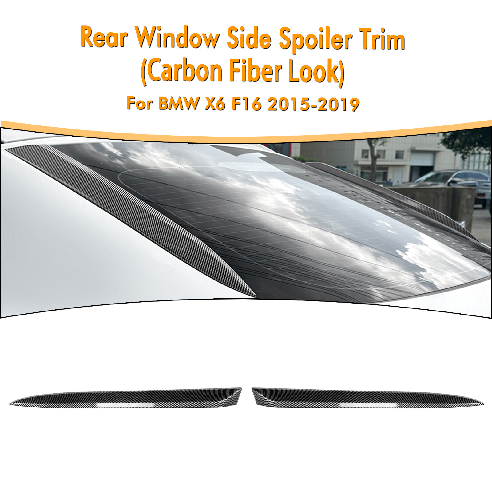Car Rear Window Side Spoiler Fin Splitter Lip Trim For BMW X6 F16 2015-2019 2017
