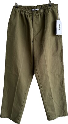 Size Large - OBEY Men's Easy Twill Pants Canvas Material Color Field Green OBEY!