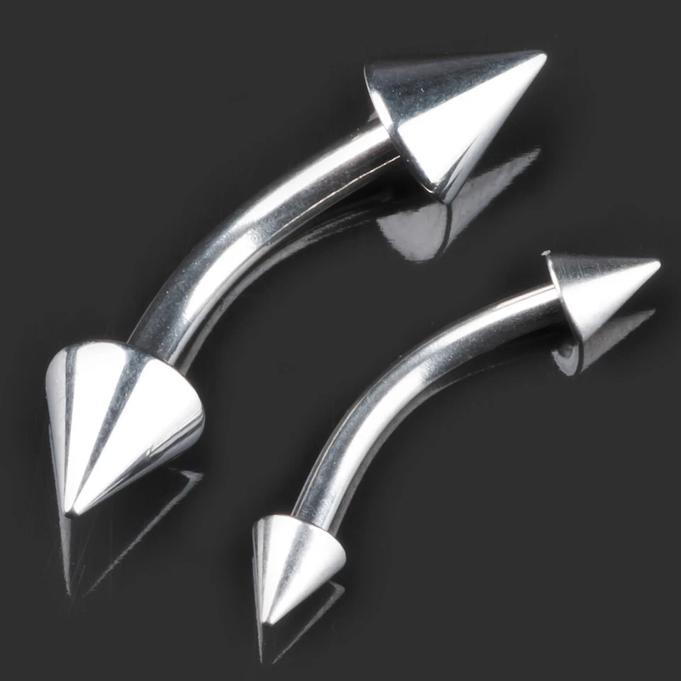 1,2 - 1,6mm Curved Barbell Banana Cone Eyebrow Piercing Spike Lace Z267 - Image 1 of 1