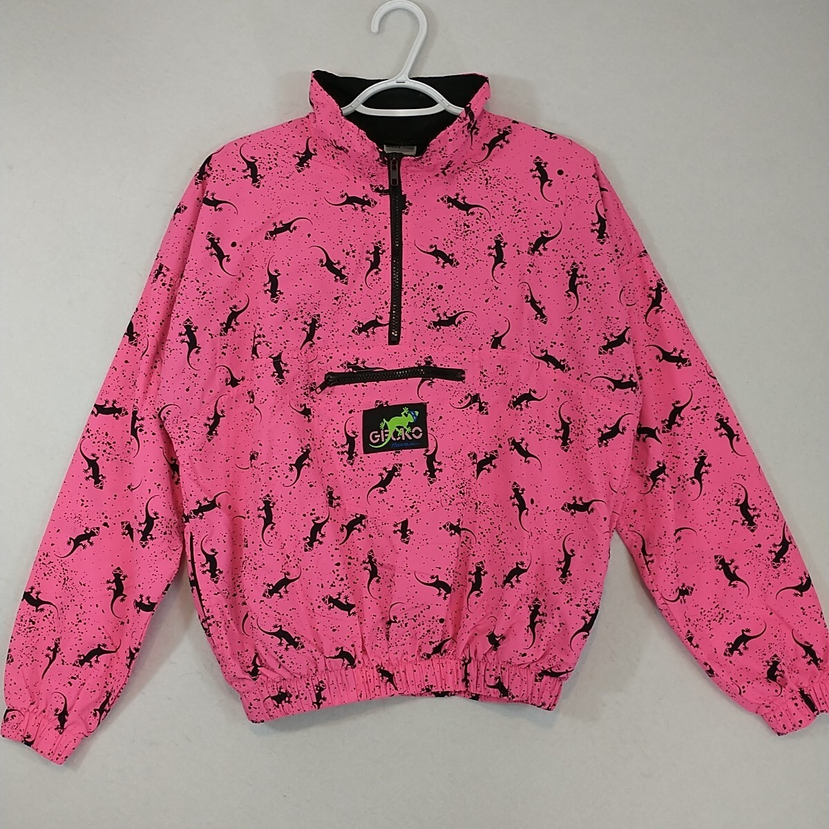 Vintage 80s 90s Retro Gecko Hawaii Pink Windbreaker Jacket EUC AOP