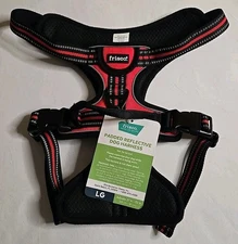 Frisco Lightweight Ripstop Dog Harness - Red/Black, Large Dogs Adjusts 27in-32in