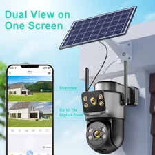5GWiFi Solar PTZ Security Camera 8MP Audio Dual Lens Wireless Color Night Vision