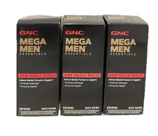 GNC Mega Men Essentials One Daily Multi Vitamin 60 Caplets 3 Boxes Exp 5/2026