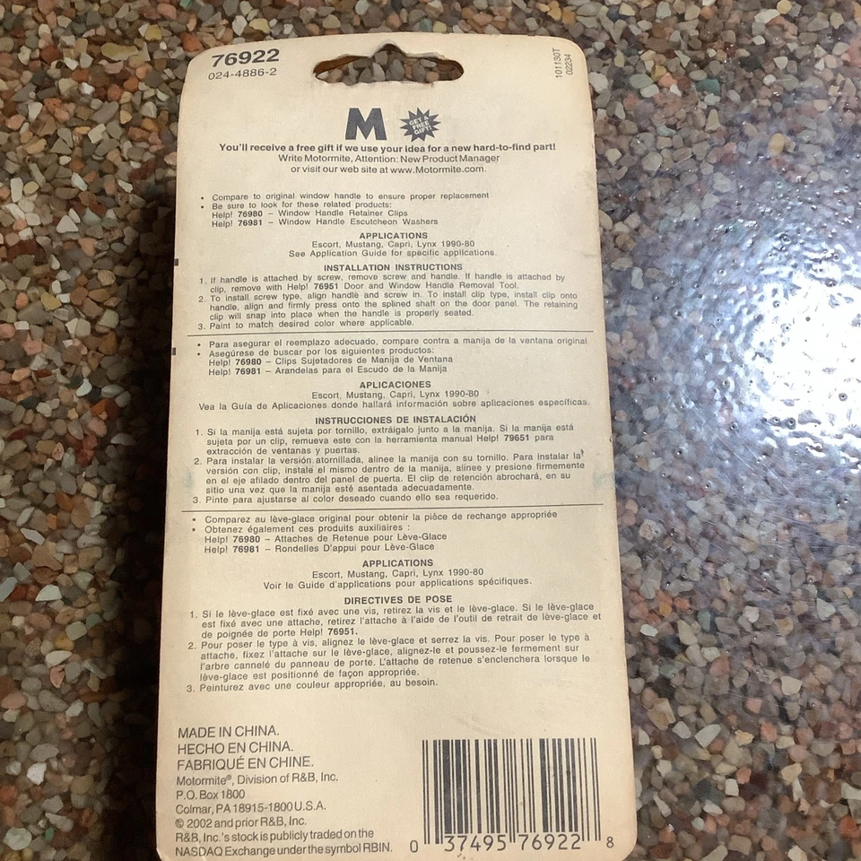 Manija de manivela de ventana negra Dorman 76922 para Ford F150 F250 Bronco 1980-1996 nueva de stock Foto 3 de 3