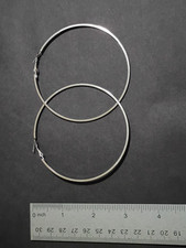 Silver Tone Round Hoop Earrings Hinged Closur...