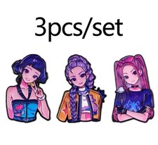 Kpop Demon Hunters Huntrix Chibi Pins - Set of 3 - Collectible Anime K-Pop Merch