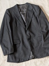 Yves Saint Laurent Vintage Gray Wool Striped Suit Blazer Vest France Sz 40