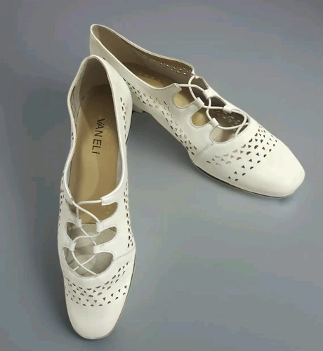 VANS VANELI Oxford slip on donna 7 5 bianco pelle morbida tacco basso