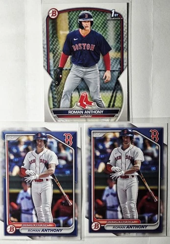 2023 Bowman 1st #BP-71 Roman Anthony RC + (2) 2024 - 3 CARD LOT ROOKIE - Red Sox
