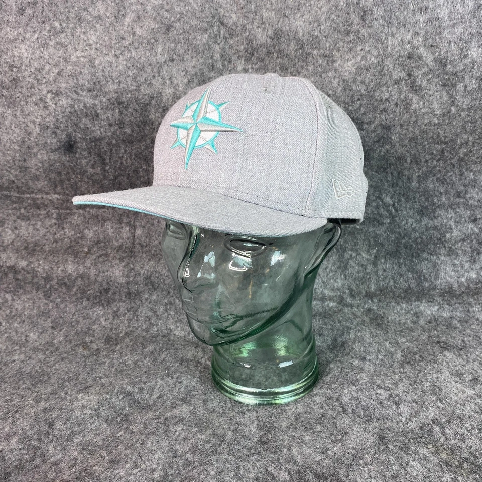 Seattle Mariners Hat Cap Fitted Mens 7 1/2 Gray MLB Baseball New Era 59FIFTY - Image 3 of 4