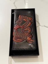 Authentic Harley Davidson Snake and Skull Cowhide Leather Wallet without Chain
