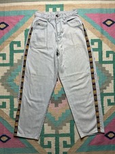 Vintage 1990s Cross Colours Jaquard Stripe Denim Light Wash Jeans Made In USA 30