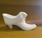 FENTON CAT HEAD  HOBNAIL SHOE Slipper VTG. Milk Glass. 5-1/2” Long. Mint Cond.
