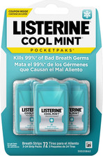 Listerine PocketPaks Breath Strips, Cool Mint, 24-Strip Pack, 3 Pack