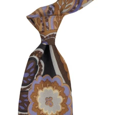 $330 NWT TOM FORD Purple & Brown Paisley Print Silk Neck Tie Italy 3.6W