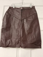 Steer Brand Womens Size 7/8 Brown Genuine Leather Mini Skirt Lined Made in USA