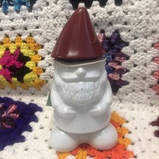 Tiki Table Torch Gnome White Ceramic Red Hat Mosquito Repellent* READ *EMPTY