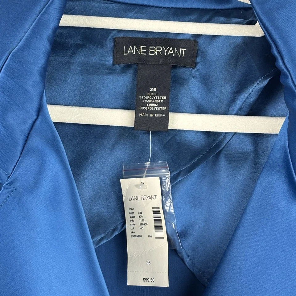 Lane Bryant размер 26 атласный блейзер Тренч синий галстук талии плюс размер с ремнем - Изображение 2 из 4