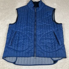 Southern Pines Men Large Navy Blue Quilted Full Zip Sleeveless Lined Pocket Vest