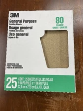 3M Pro-Pak 25 AO Sandpaper Sheets, 9" X 11", 80 Grit