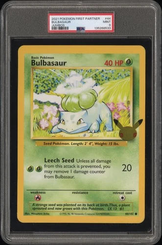 2021 POKEMON FIRST PARTNER JUMBO #44 BULBASAUR PSA 9
