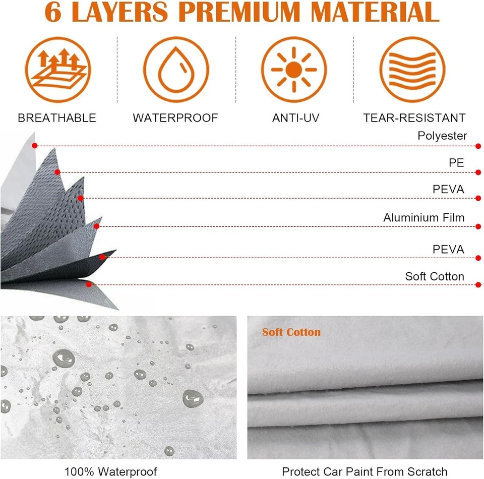 6 Layers Waterproof Car Covers Replace for 2007-25 Chevy Tahoe/GMC Yukon Silver Foto 2 de 4