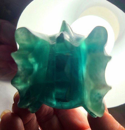 4" A+ 331g Glücklicher grüner Fluorit Drachenkopf Schädel Kristall Schnitzerei Stein Statue - Bild 23 von 24