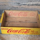 Coca-Cola Vintage Wooden Bottle Carrier Crate Yellow/Red Enjoy Coke, 1966