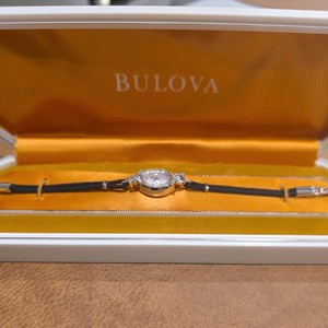 BULOVA Ladies 14k Gold Back Diamonds Cocktail Watch JB  1/20/10 K GF USA In Box