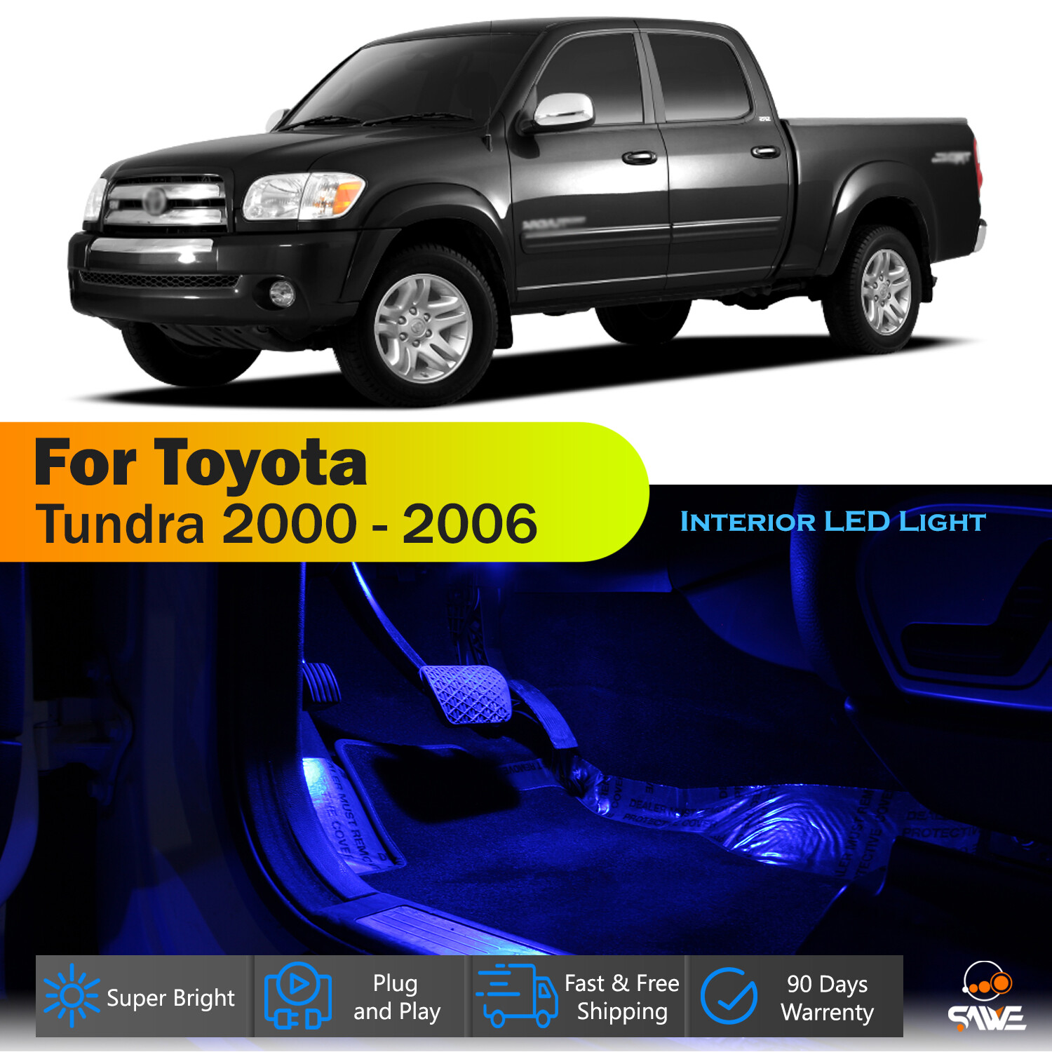 10 x For 2000 - 2006 Toyota Tundra Interior LED Lights Bulb Package Kit Map Blue