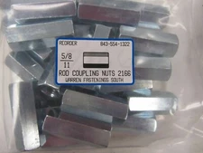 25 Hex Rod Couplings 5/8-11 Threaded Nut Connectors Zinc