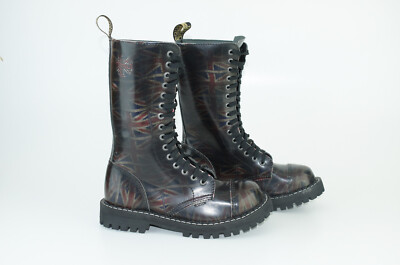 ''MAKE OFFER'' Steel Boots 15 Eyelets UK Flag Rub Off Size EU42 US9 UK8