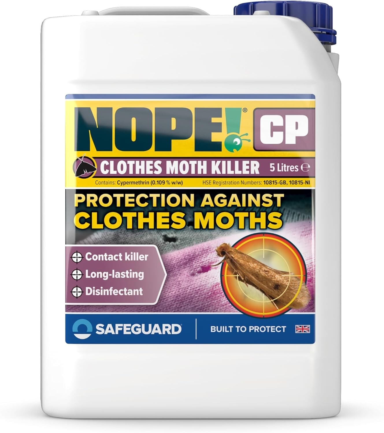 NOPE CP Moth Killer Spray 5L - Moth Repellent for Home, Wardrobe & Carpets