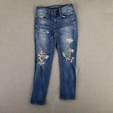 American Eagle Size 4 Short Skinny Super Stretch X Jeans Distressed