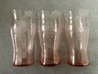 Pink Depression Glass Cut Grapes Vine Vintage Lot (3) 5" Juice Glasses Tumblers